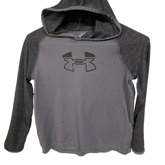 Boy's Grey Under Armour Hooded Long-Sleeve - Picture 1 of 2